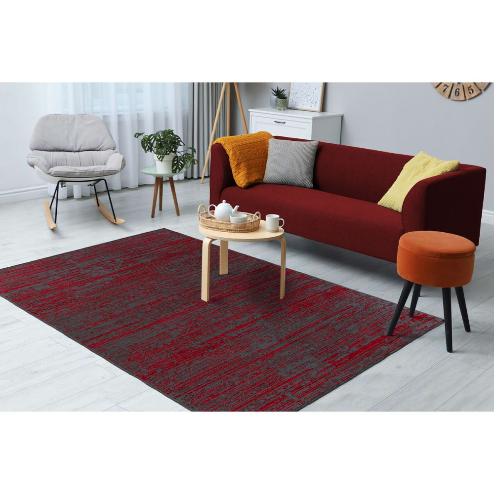 Tapis de salon en polyester rouge 120x170 cm - Maisons du Monde