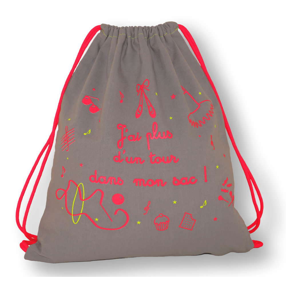 Zaino per bambina Grigia 37 cm - Modello Contemporaneo - Grigio - Cotone