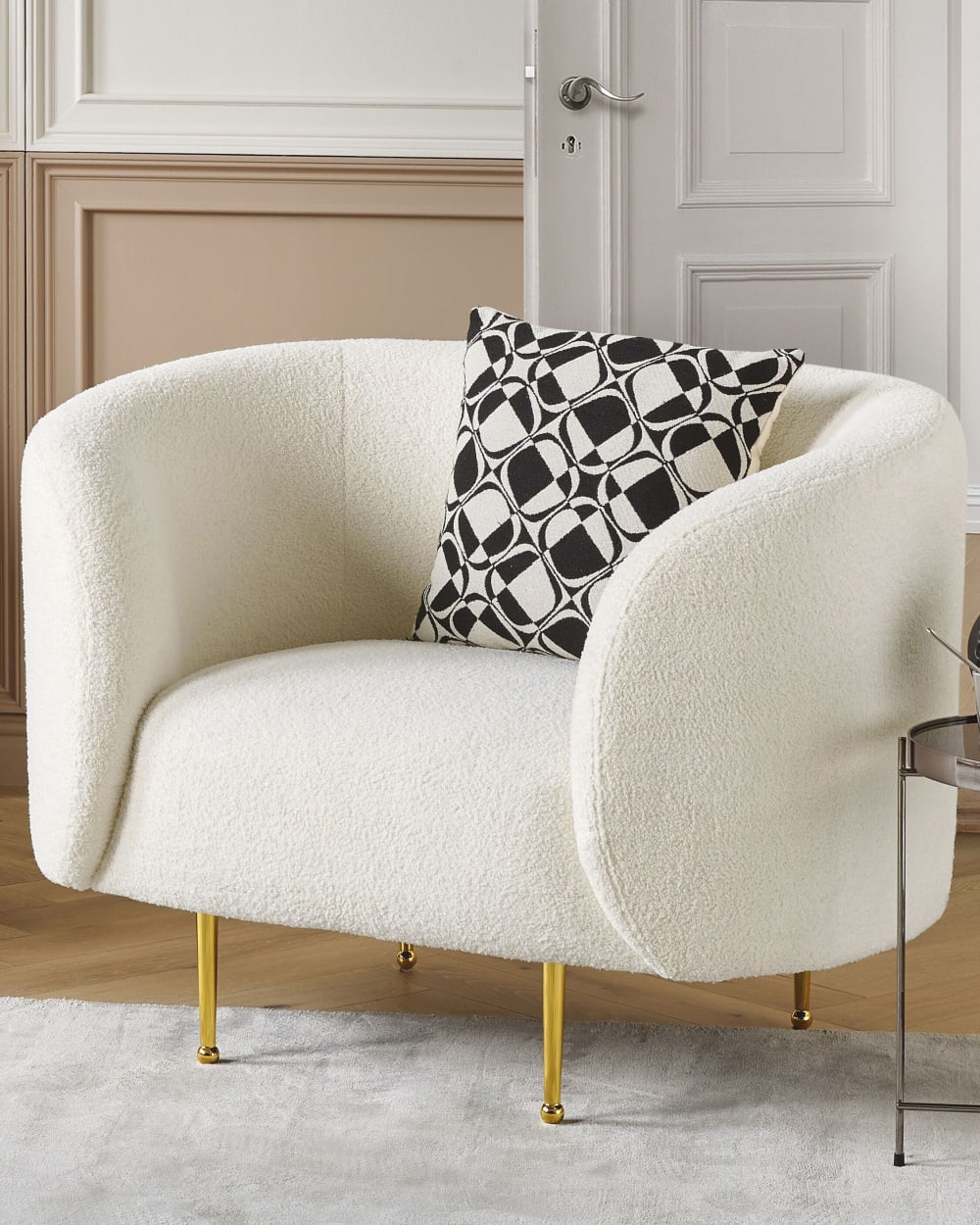 Sessel aus Bouclé 79cm, weiß - Maisons Du Monde