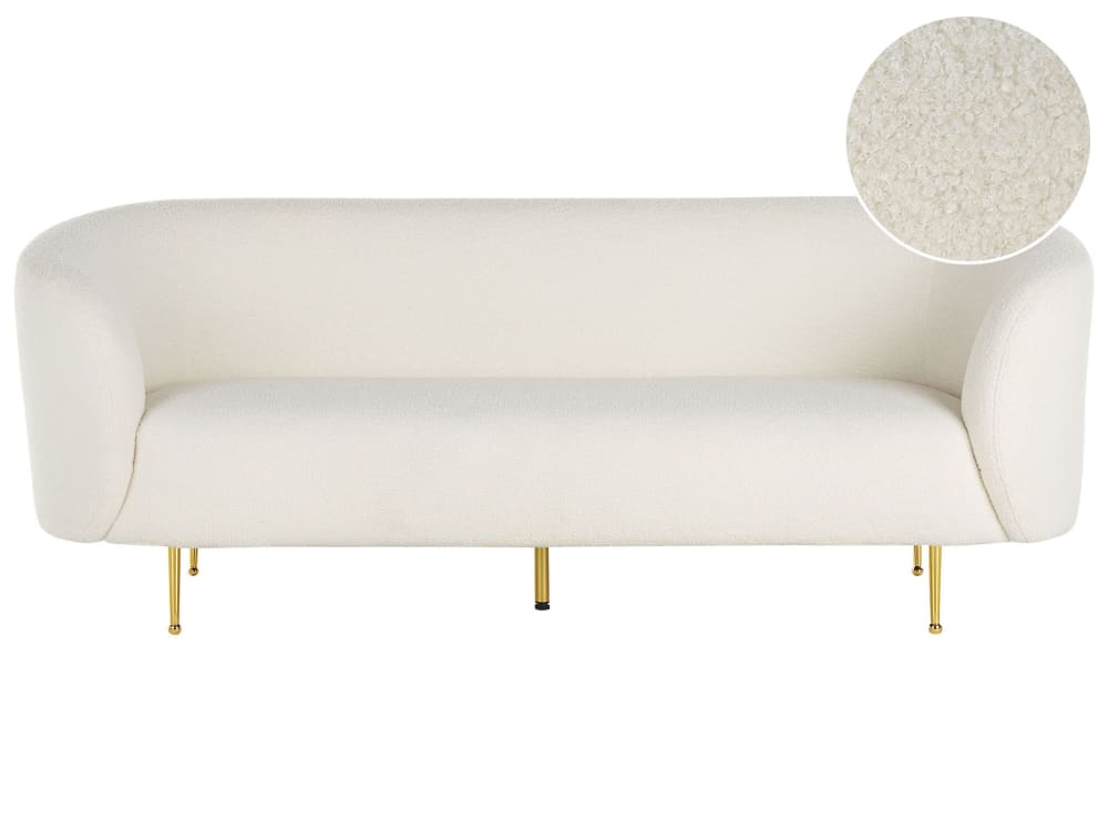 3-Sitzer Sofa 3 Personen Aus Bouclé, Weiß