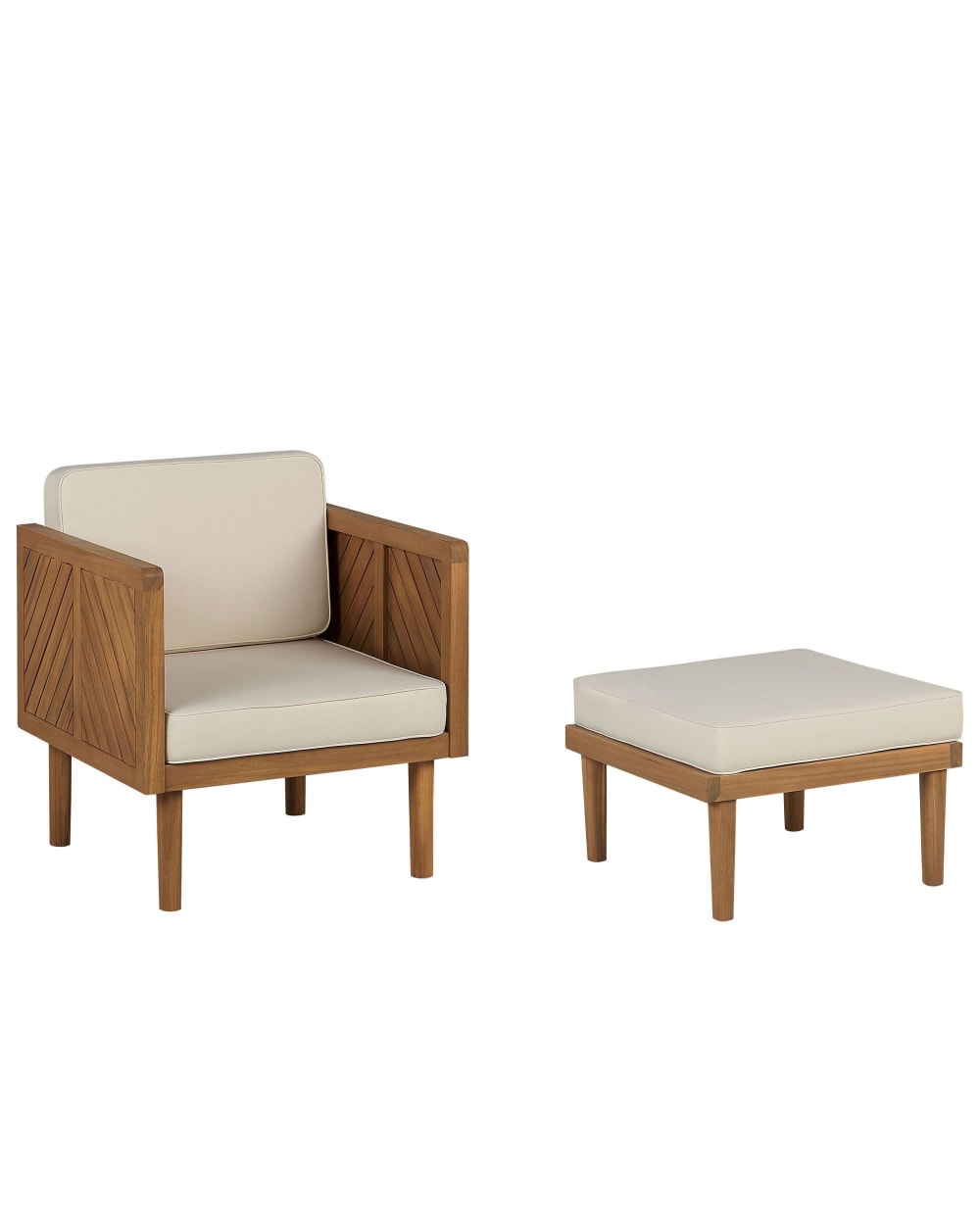 Fauteuil de jardin avec ottoman acacia marron