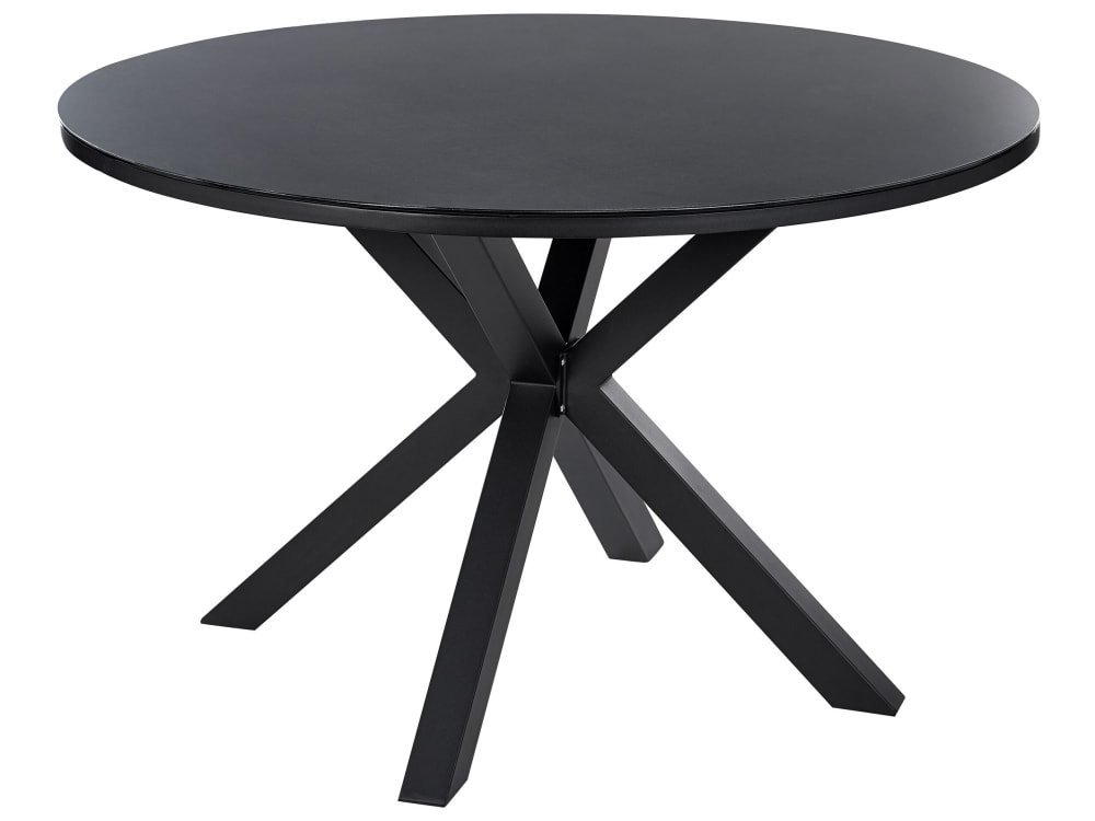 Table ronde 4 personnes en verre en céramique noir