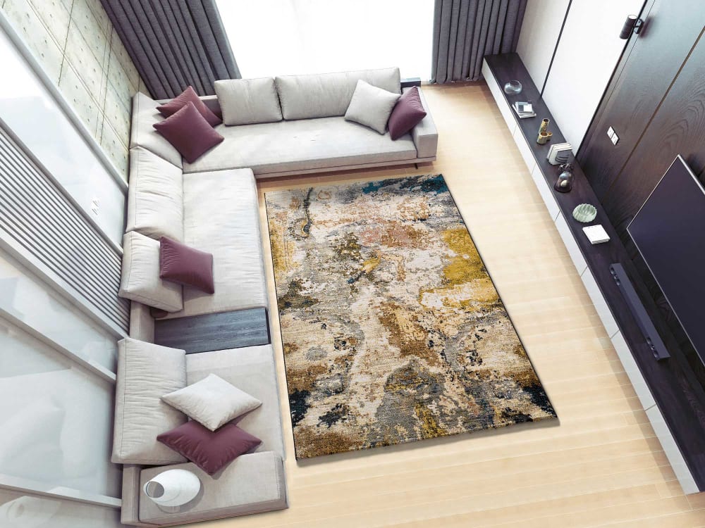 Tapis abstrait beige/multicolore 120x170 cm — vue 3