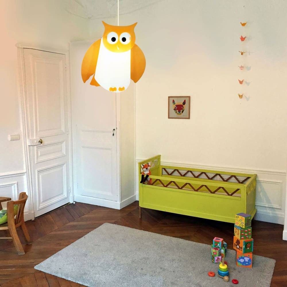 Suspension enfants Hibou Orange 38cm (R&M Coudert) - Image 1