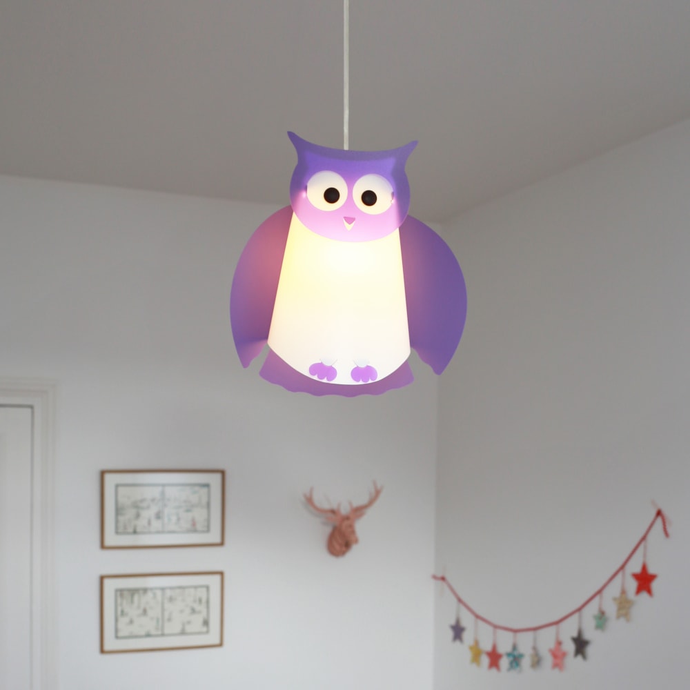 Lampada a sospensione per bambini Gufo Blu 38 cm - R&M Coudert