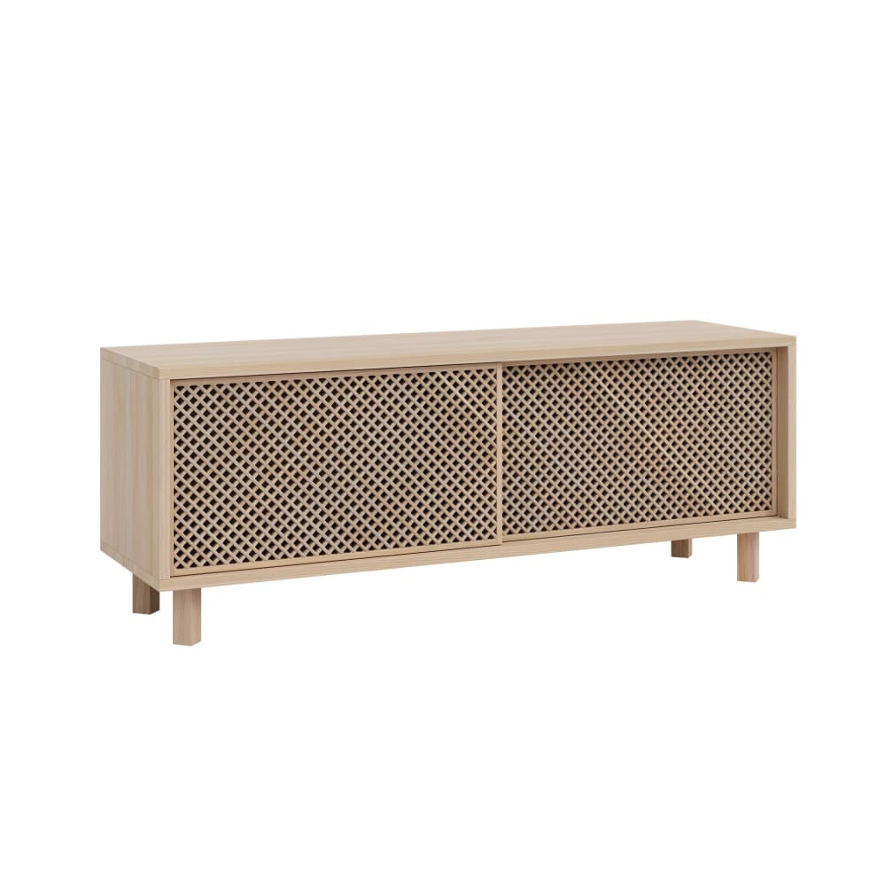 Meuble TV avec 2 portes en bois naturel 120 cm Non verni