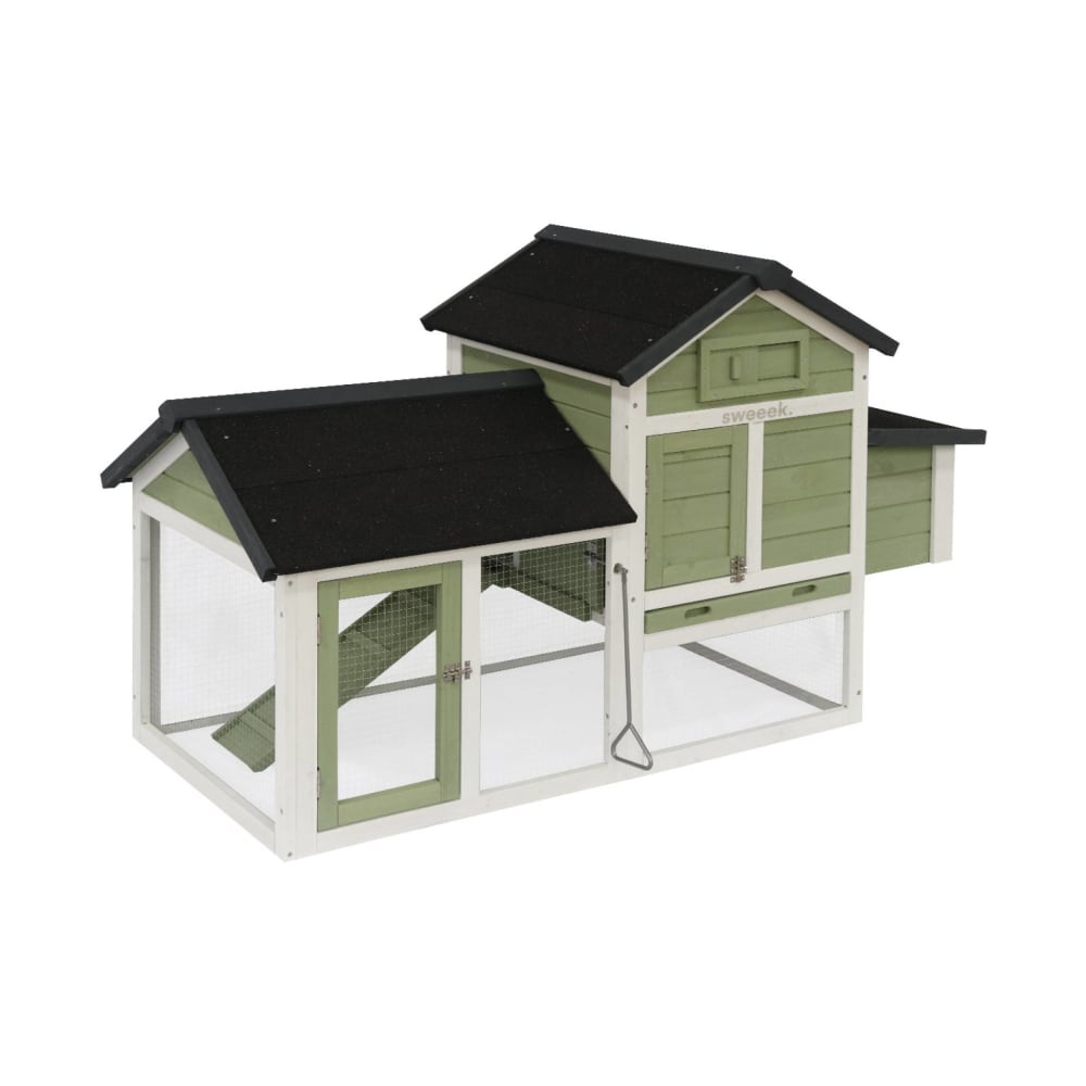 Poulailler en bois blanc et vert 3 poules - Maisons du Monde