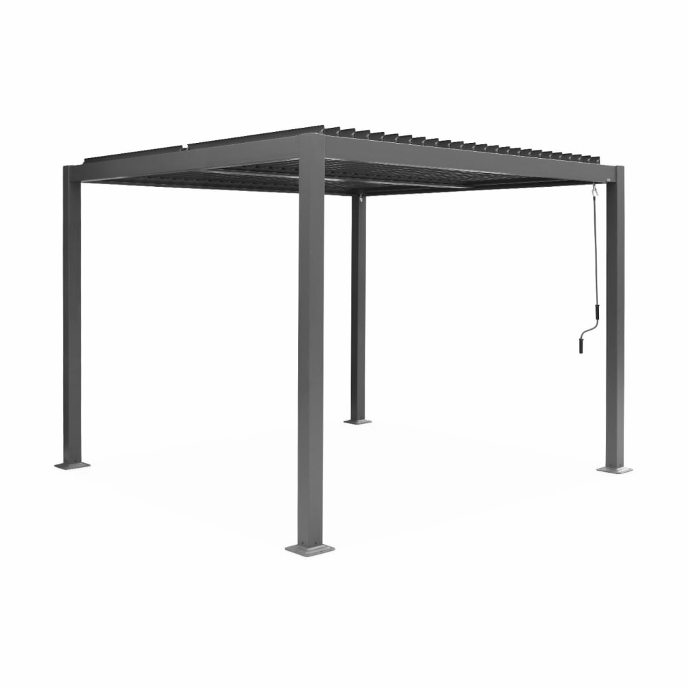 Pergola bioclimatique aluminium et acier 3x3m anthracite - Maisons du Monde