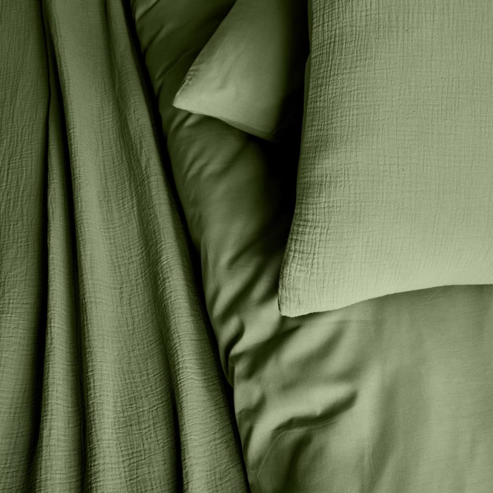 Parure de lit gaze de coton kaki 260x240cm — vue 4