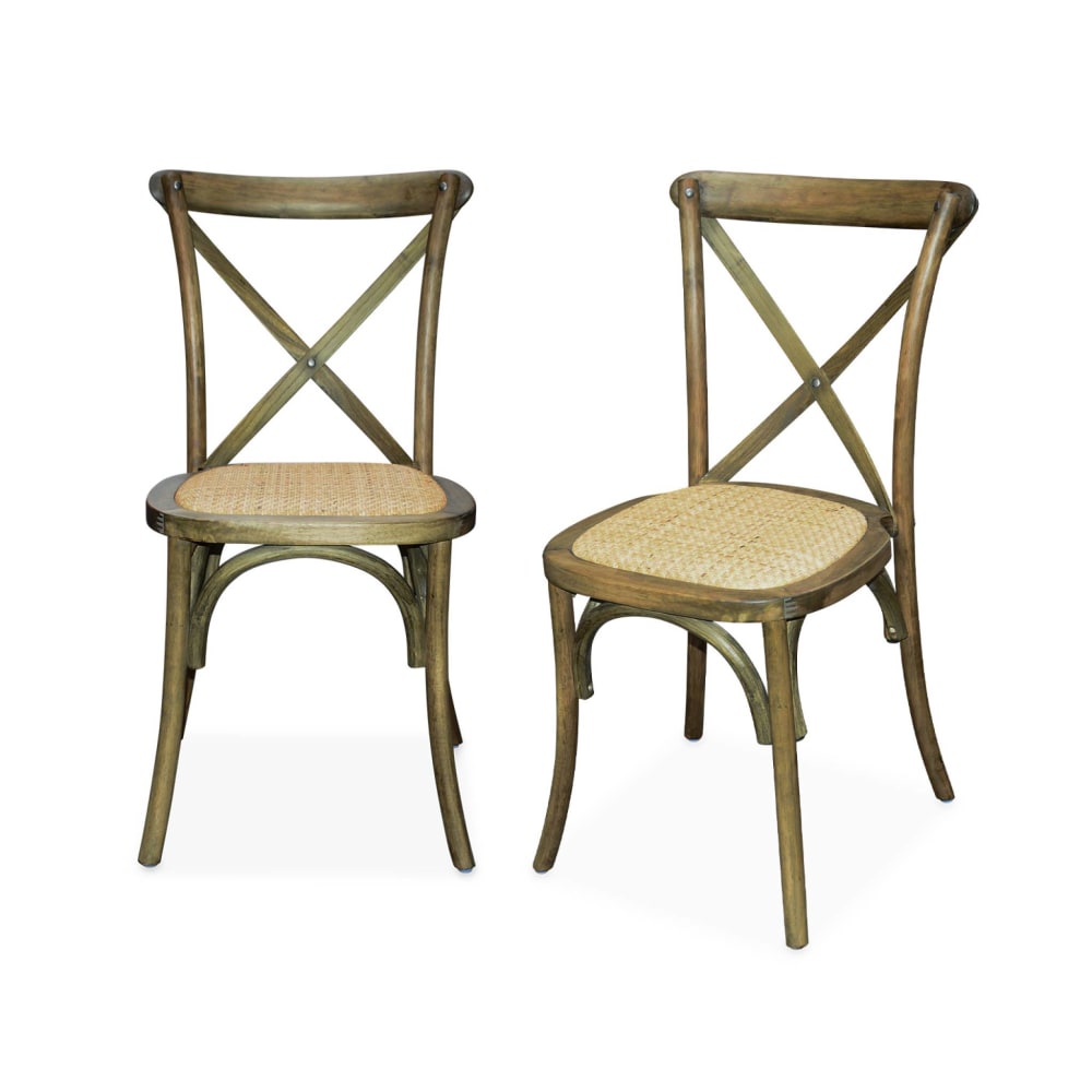 sweeek Set von 2 Bistrostühlen aus altbraunem Holz style vintage - Holz