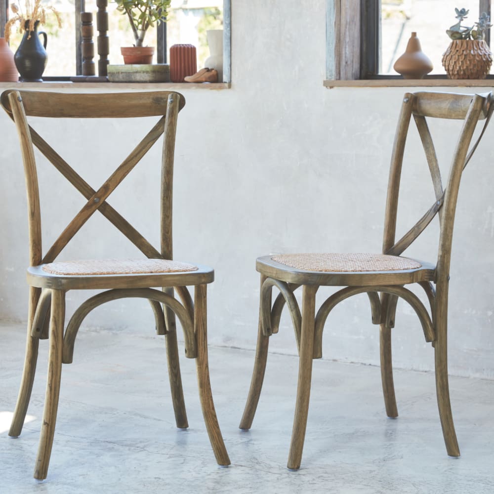 Set von 2 Bistrostühlen aus altbraunem Holz - Maisons Du Monde