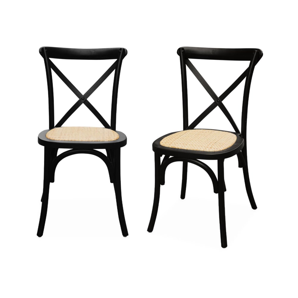 sweeek Set von 2 Bistrostühlen aus schwarzem Holz style vintage - Holz