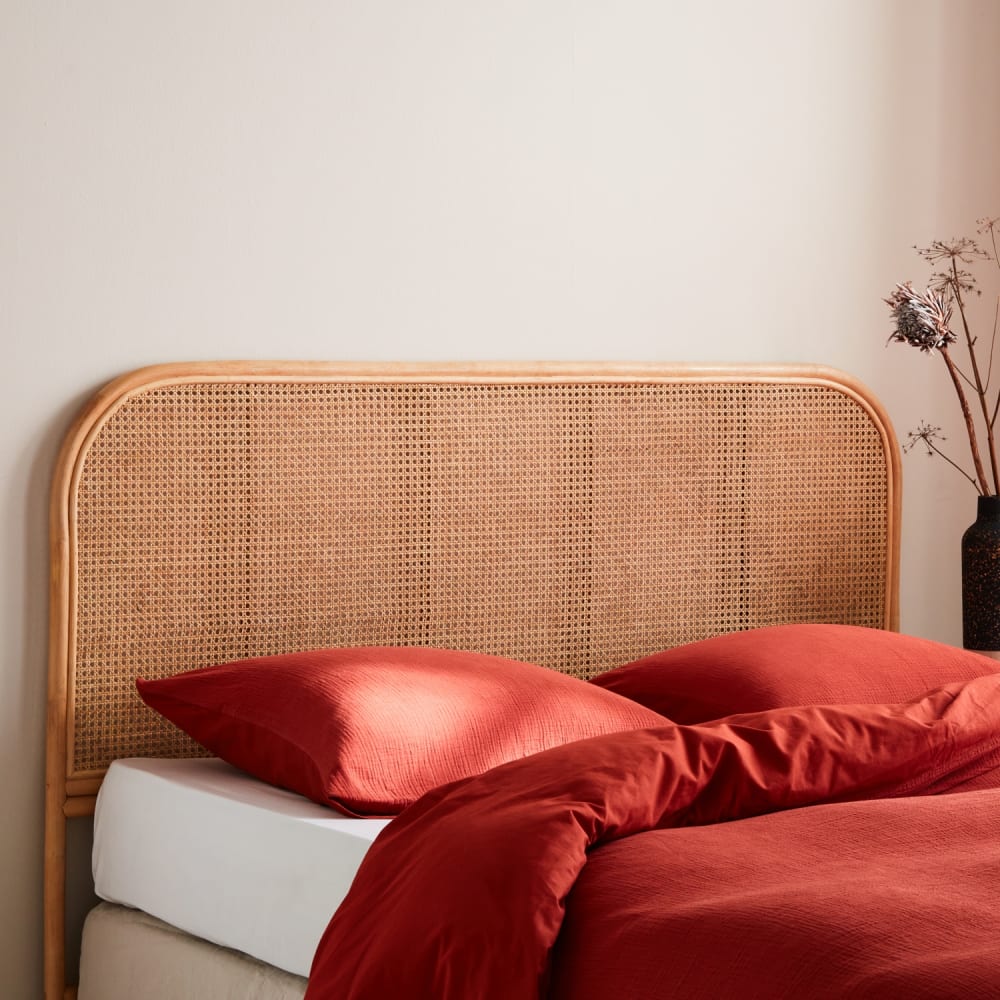 sweeek Kopfteil aus Rohrgeflecht Natur 160 Cm Braun Rattan