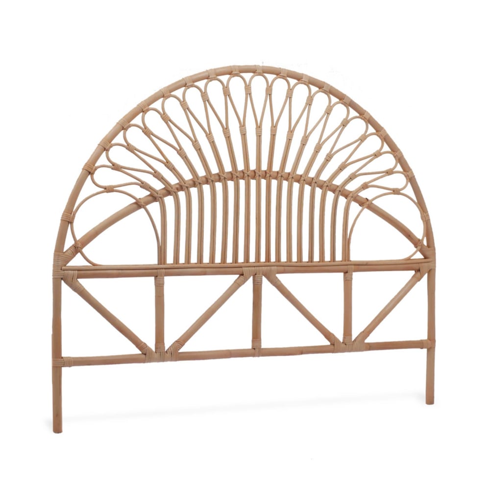 Tête de lit design exotique en rotin naturel