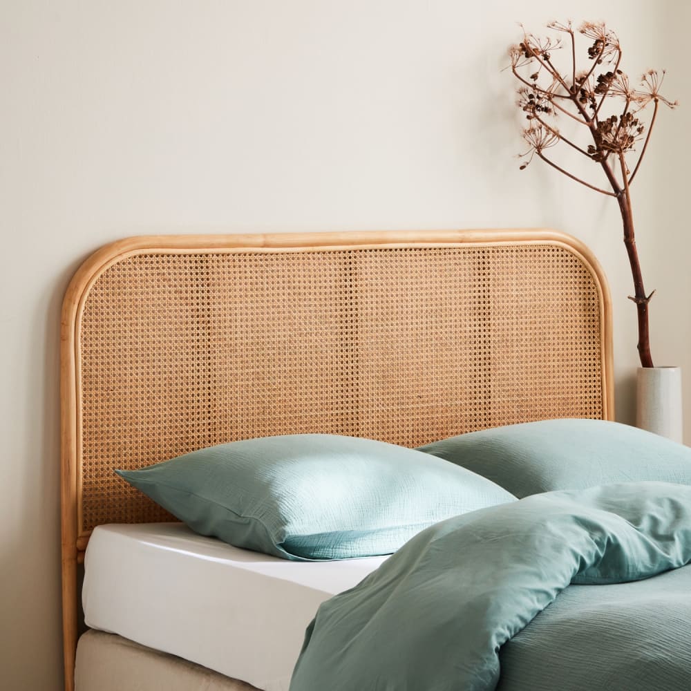 sweeek Kopfteil aus Rattan und Rattan-Geflecht Natur Braun Rattan