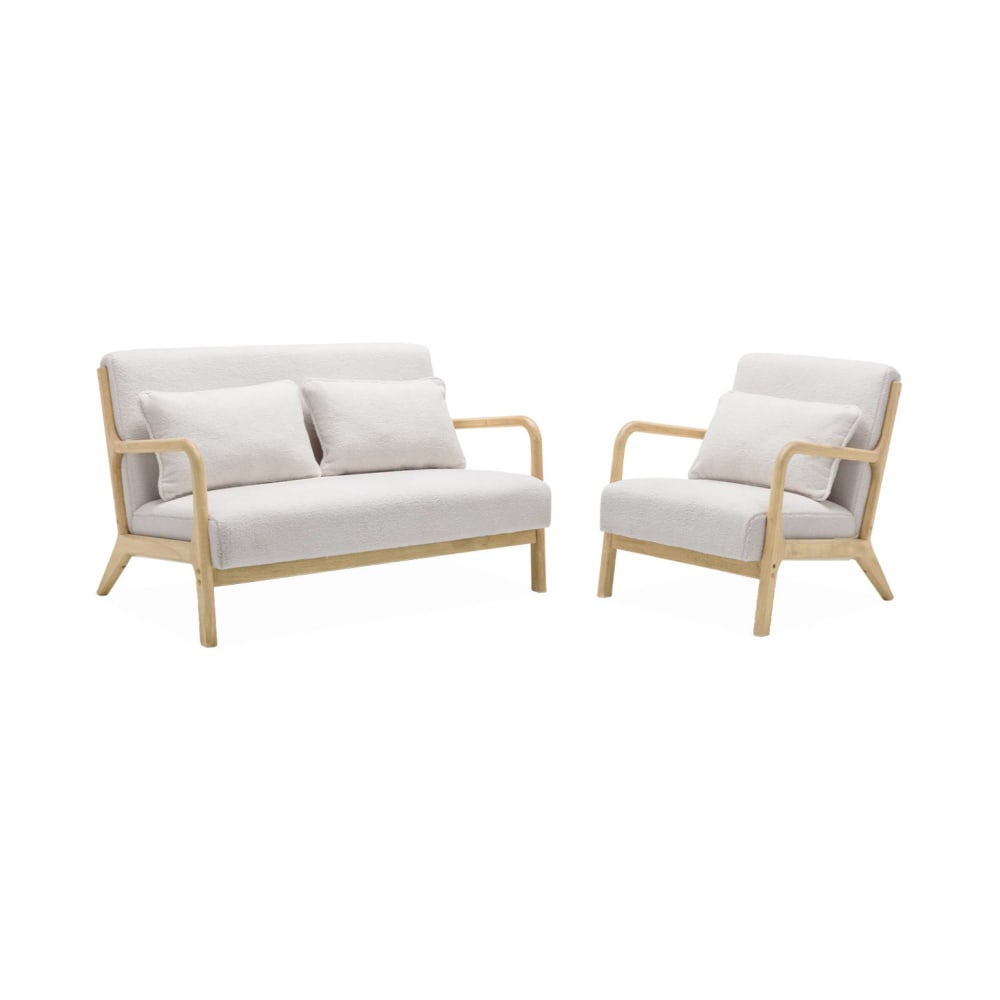 Sitzbank 2-Sitzer + Sessel Bouclé-Bezug - Maisons Du Monde