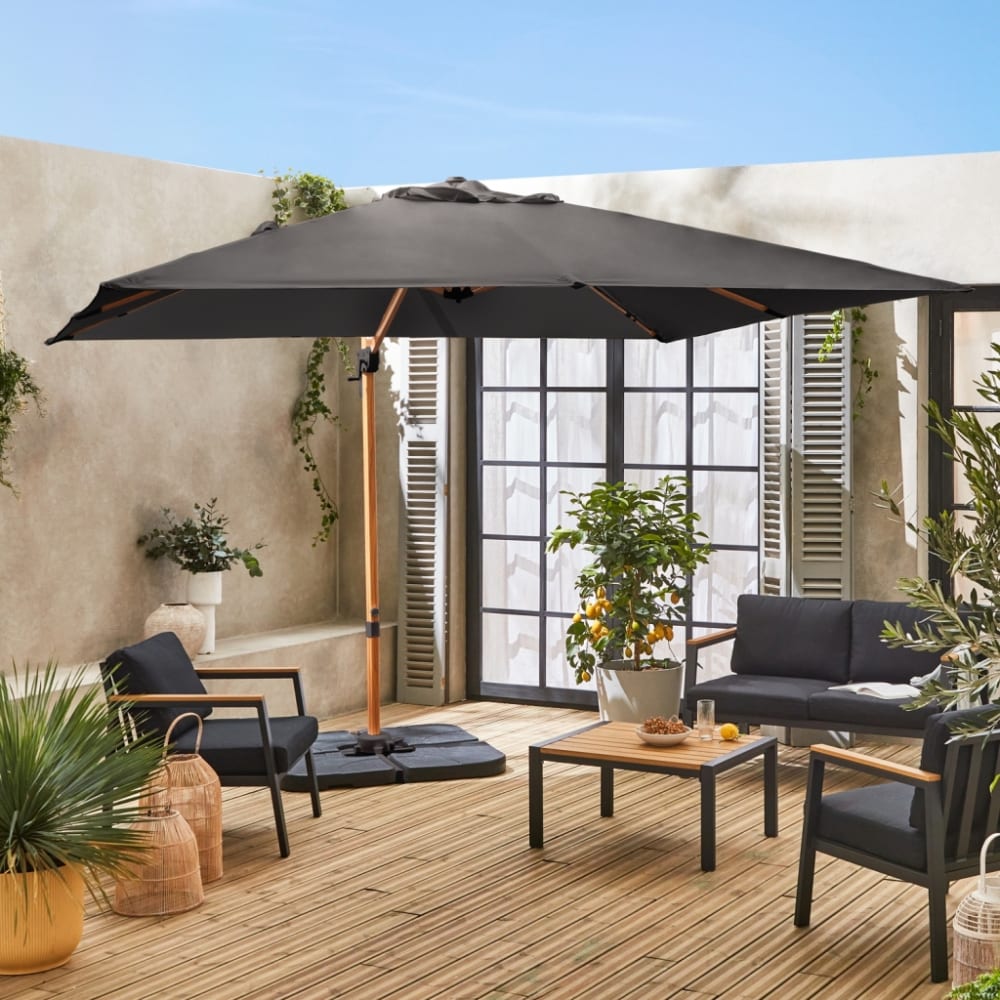 Parasol déporté carré 3 x 3m haut de gamme