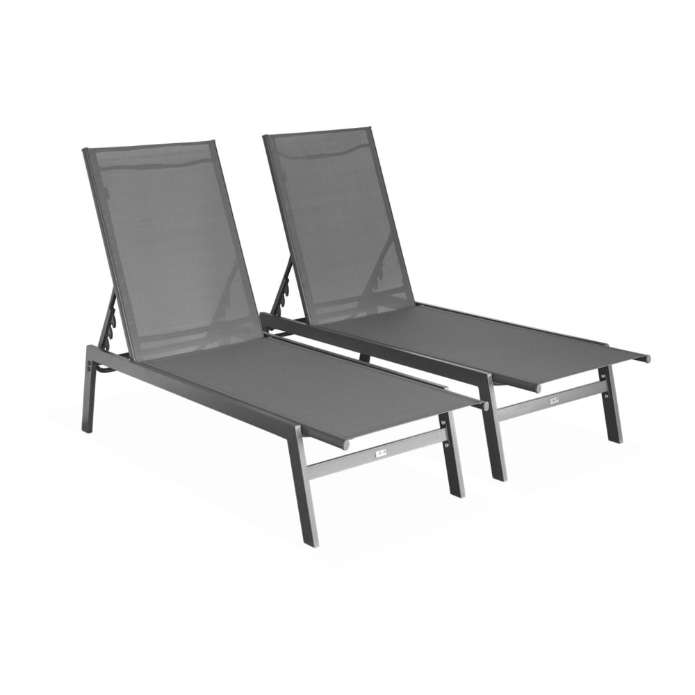 Tumbona de acero multi posiciones, set de 2, gris - Maisons du Monde