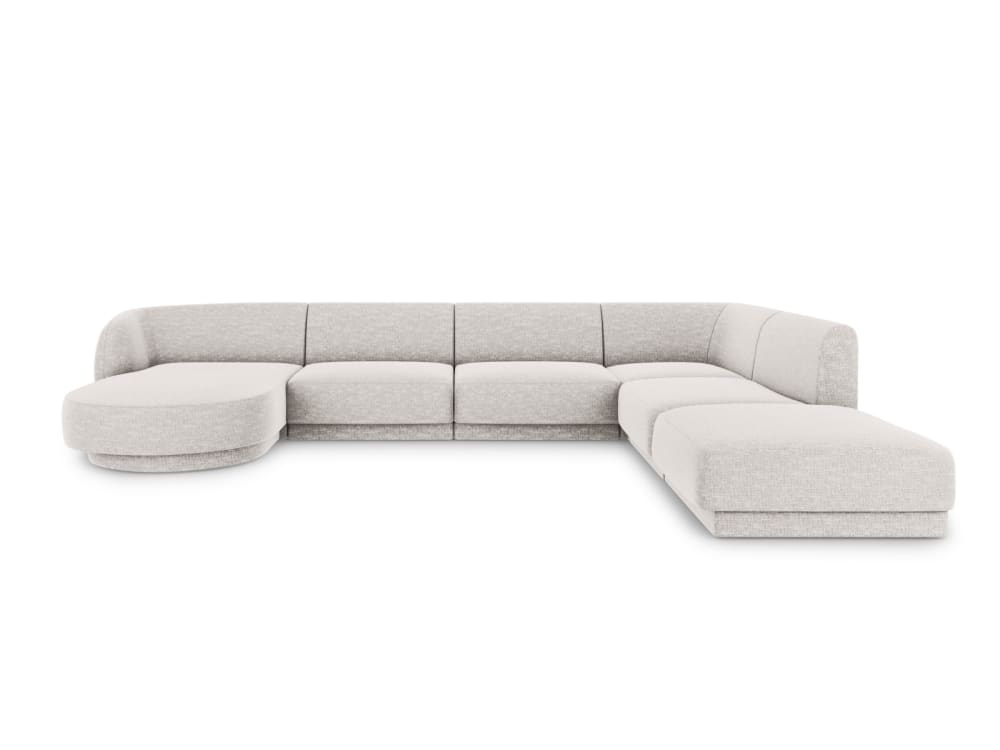 Micadoni Home 6-Sitzer Panorama-Ecksofa rechts aus Chenille-Stoff, hellgrau Öko-Tex Zertifikat - Stoff