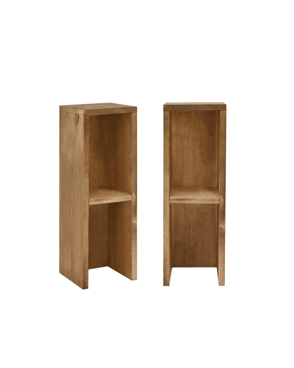 Pack 2 mesitas de noche de madera maciza envejecido 20x60cm