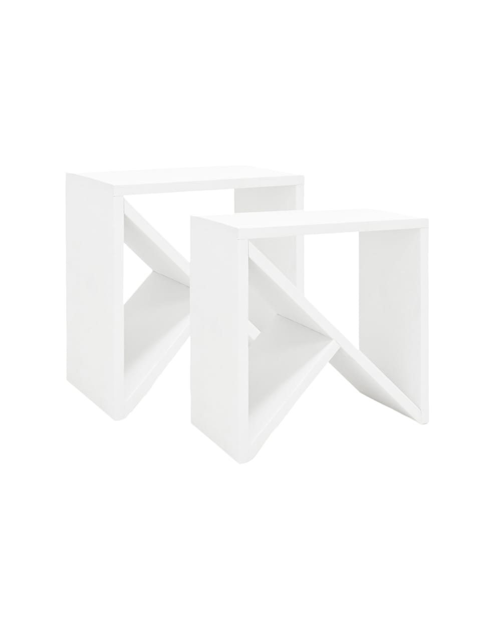 Ensemble de 2 tables de chevet en bois de pin blanche 50x50cm