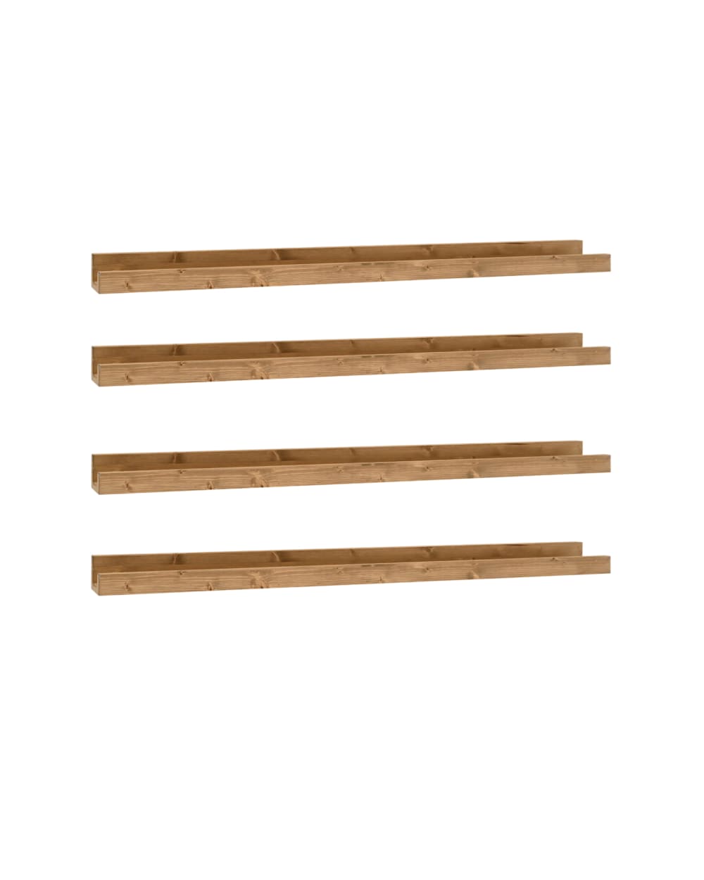 Pack 4 estantes de madera maciza flotante tono envejecido 50x7cm