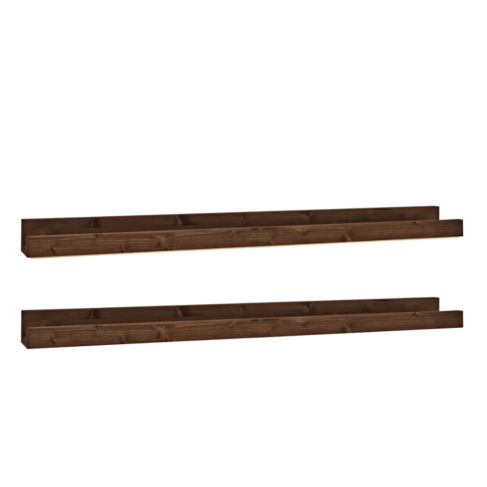Pack 2 estantes de madera maciza flotante tono nogal 100x7cm