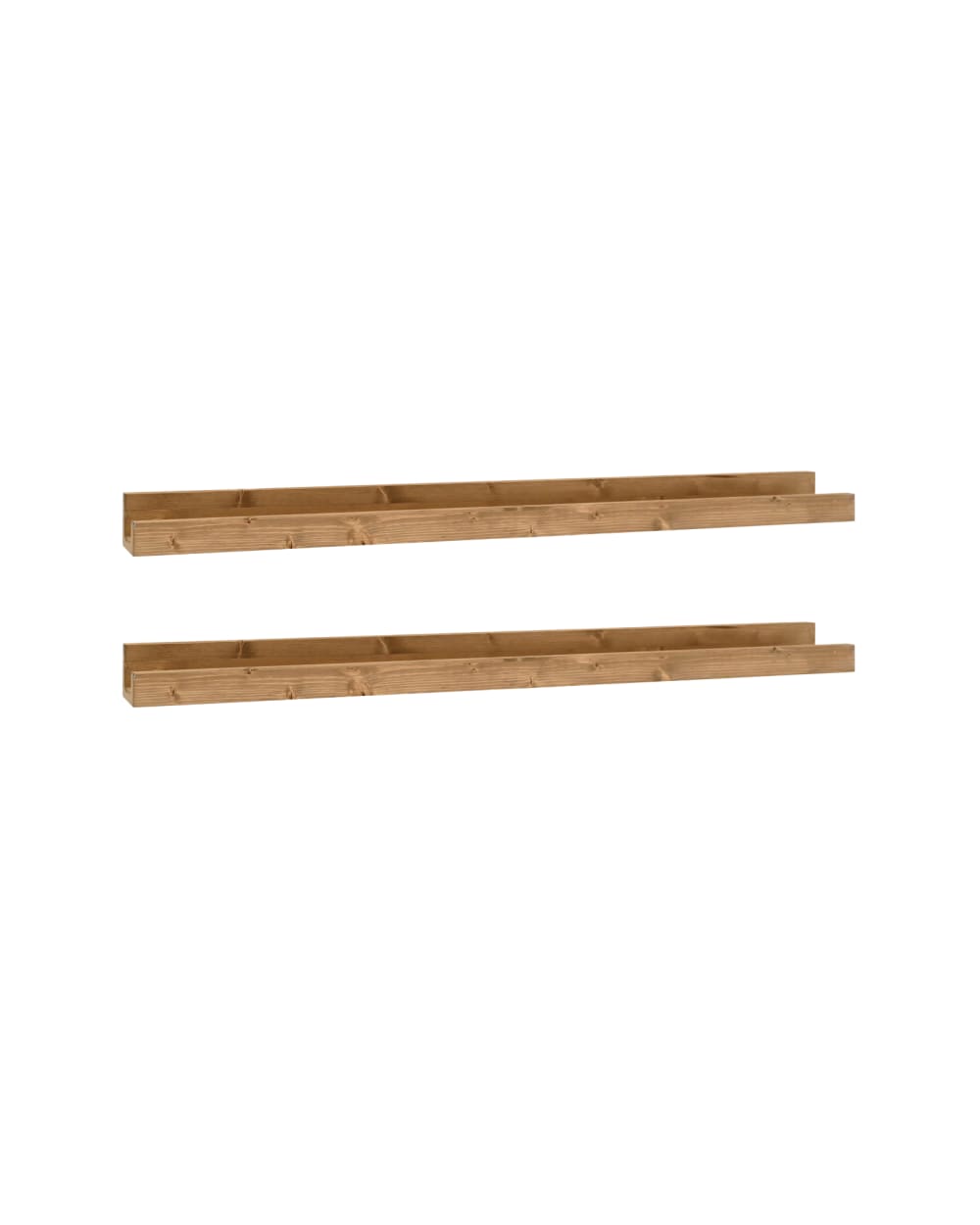 Pack 2 estantes de madera maciza flotante tono envejecido 100x7cm