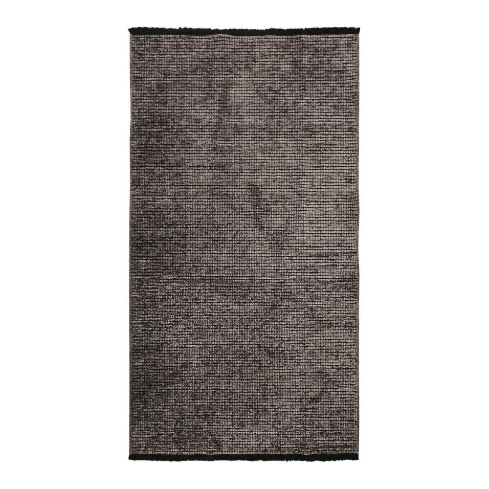 Tapis tissé plat coton noir et reflet lumière anthracite 80x150