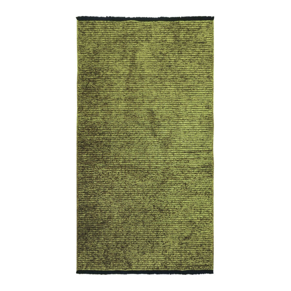 Alfombra de tejido plano de algodón negro reflejo de luz verde 80x150 - Maisons du Monde