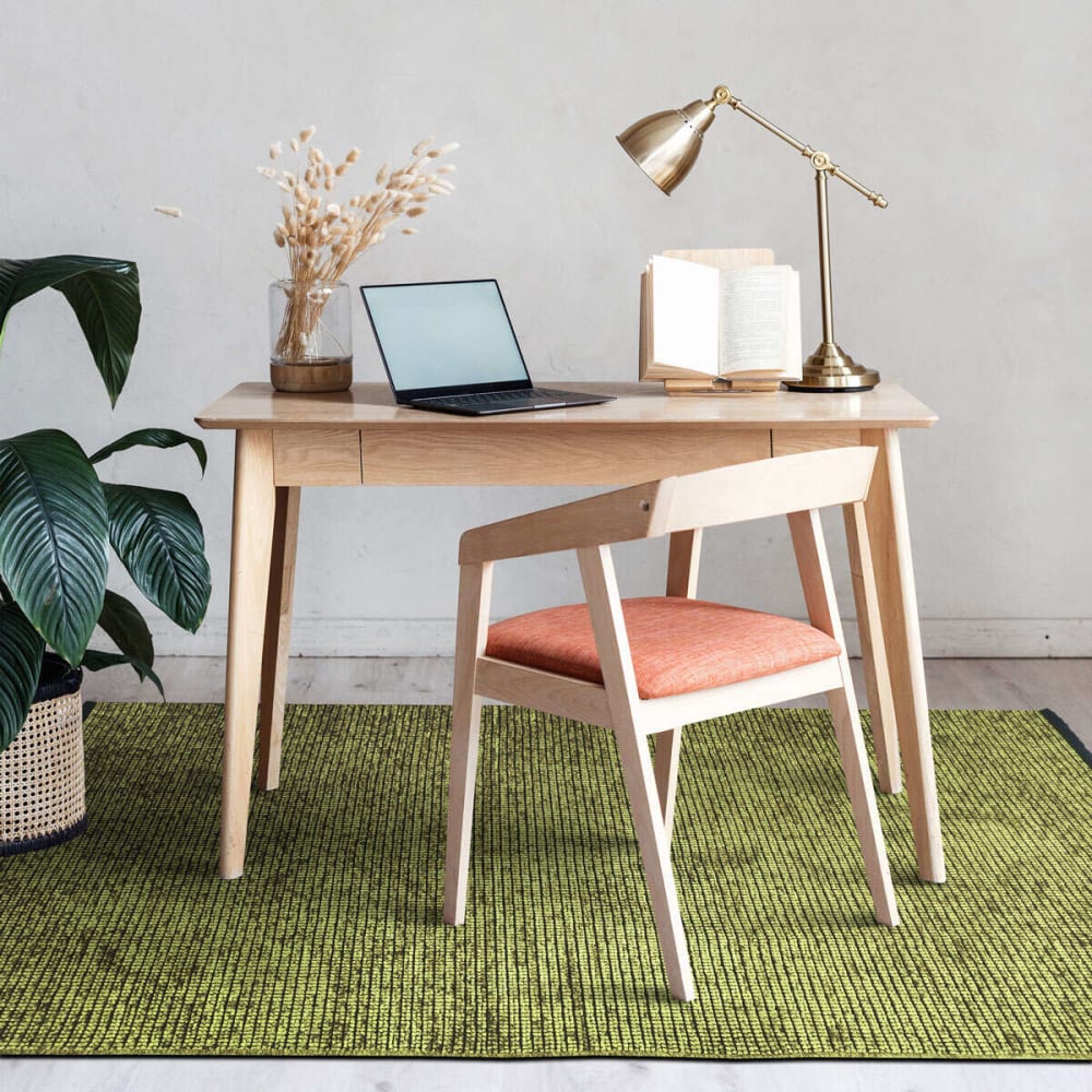 Tapis tissé plat coton noir et reflet lumière vert 80x150 — vue 3