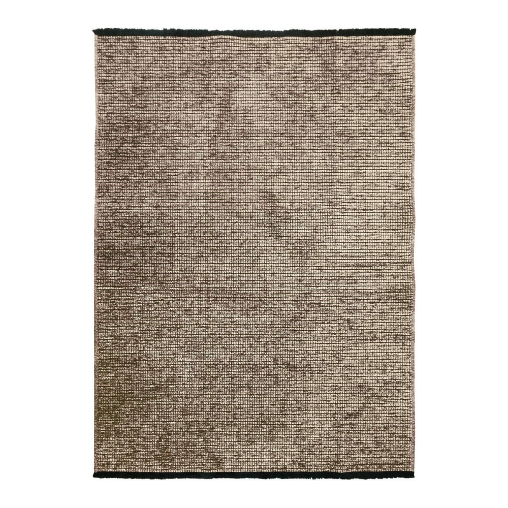 Tapis tissé plat coton noir et reflet lumière gris 120x170