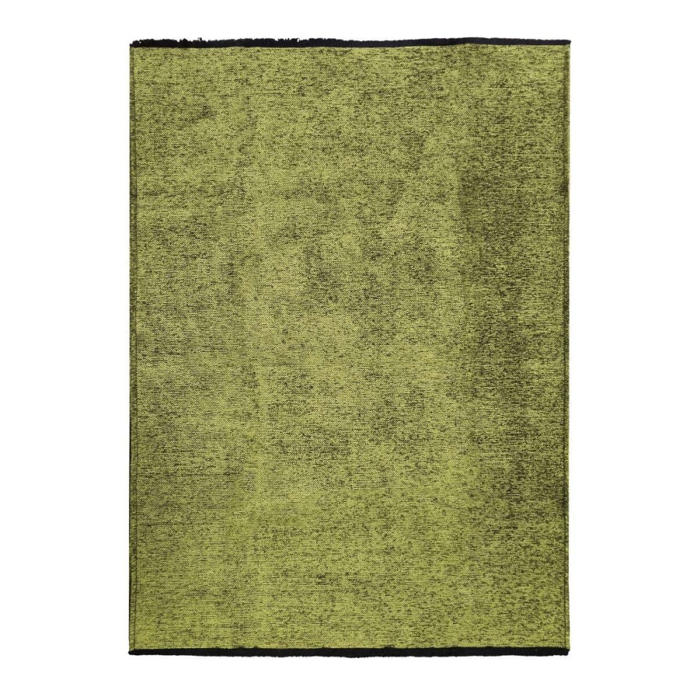 Tapis en coton et polyester lavable tissé plat vert 120x170