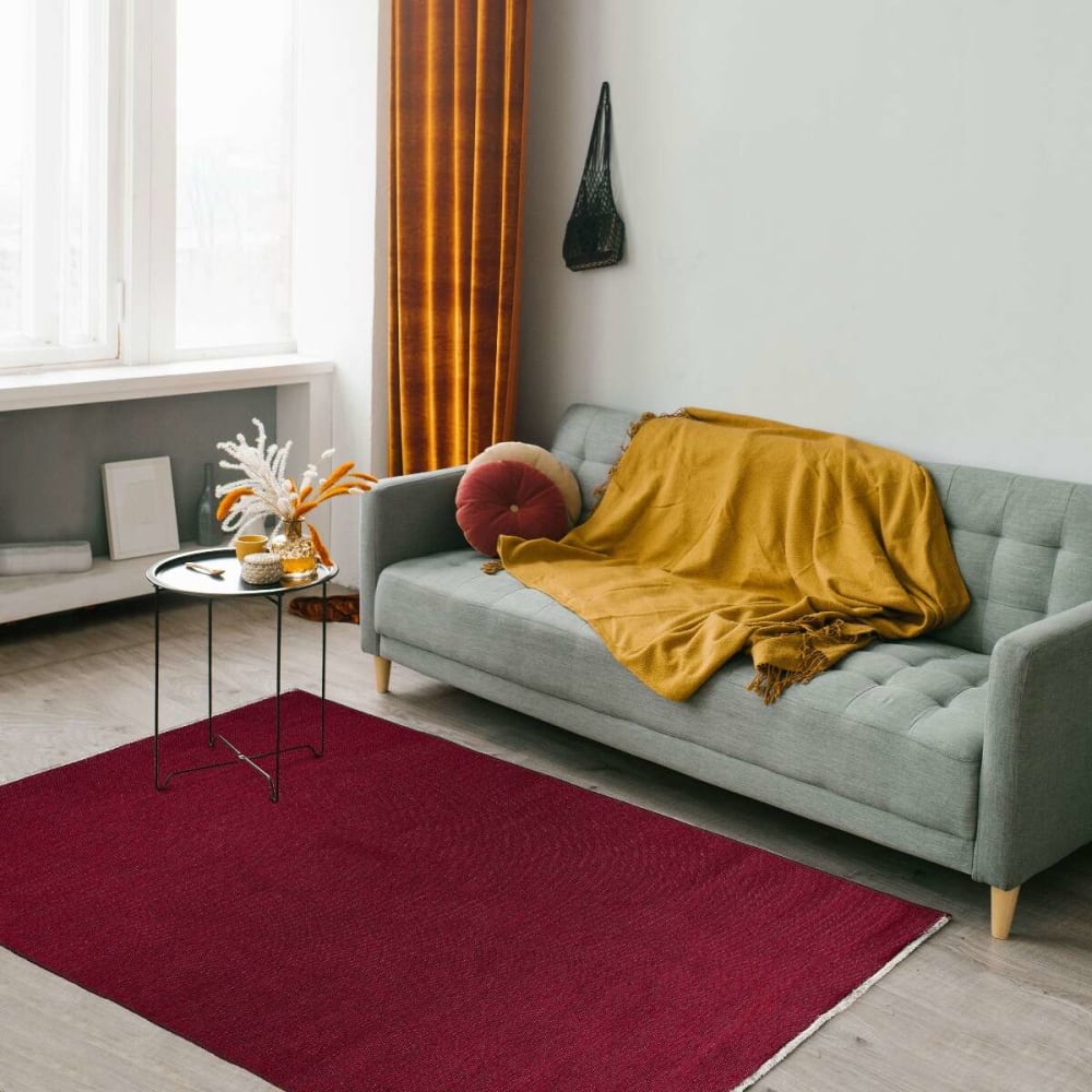 Tapis réversible rouge/charbon 120x170 — vue 4