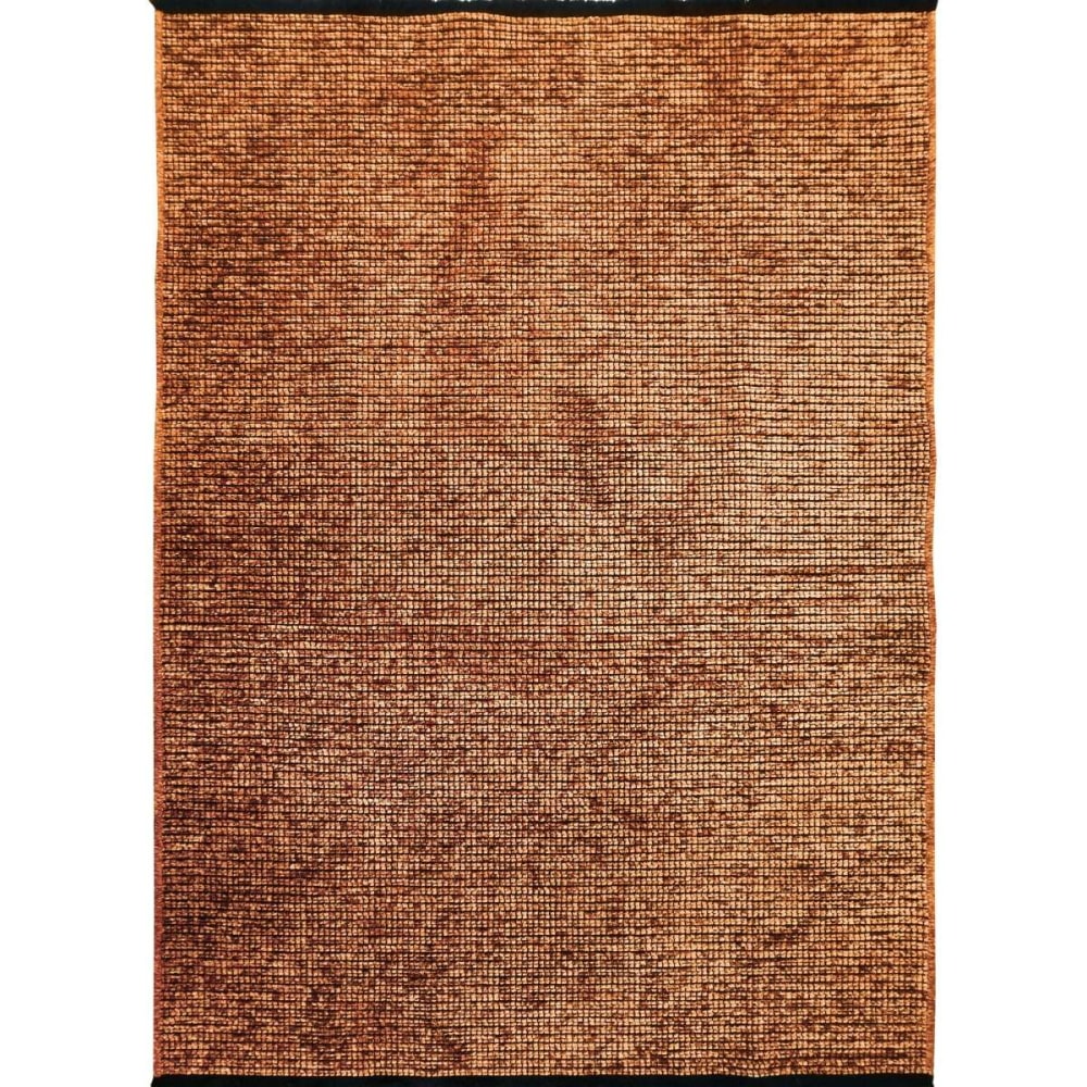 Flachgewebter Baumwollteppich Schwarz mit Orange-Reflexen 160x230