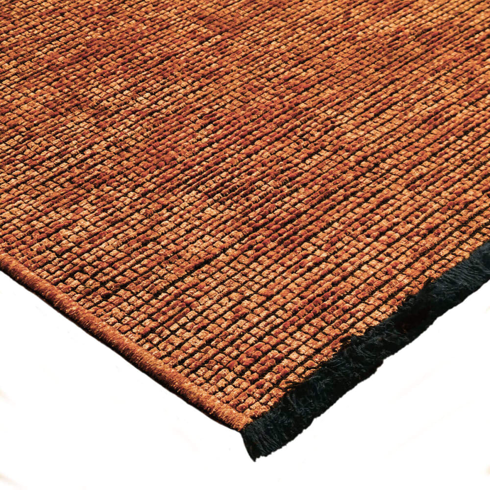 Tapis tissé plat coton noir et reflet lumière orange 160x230 — vue 4