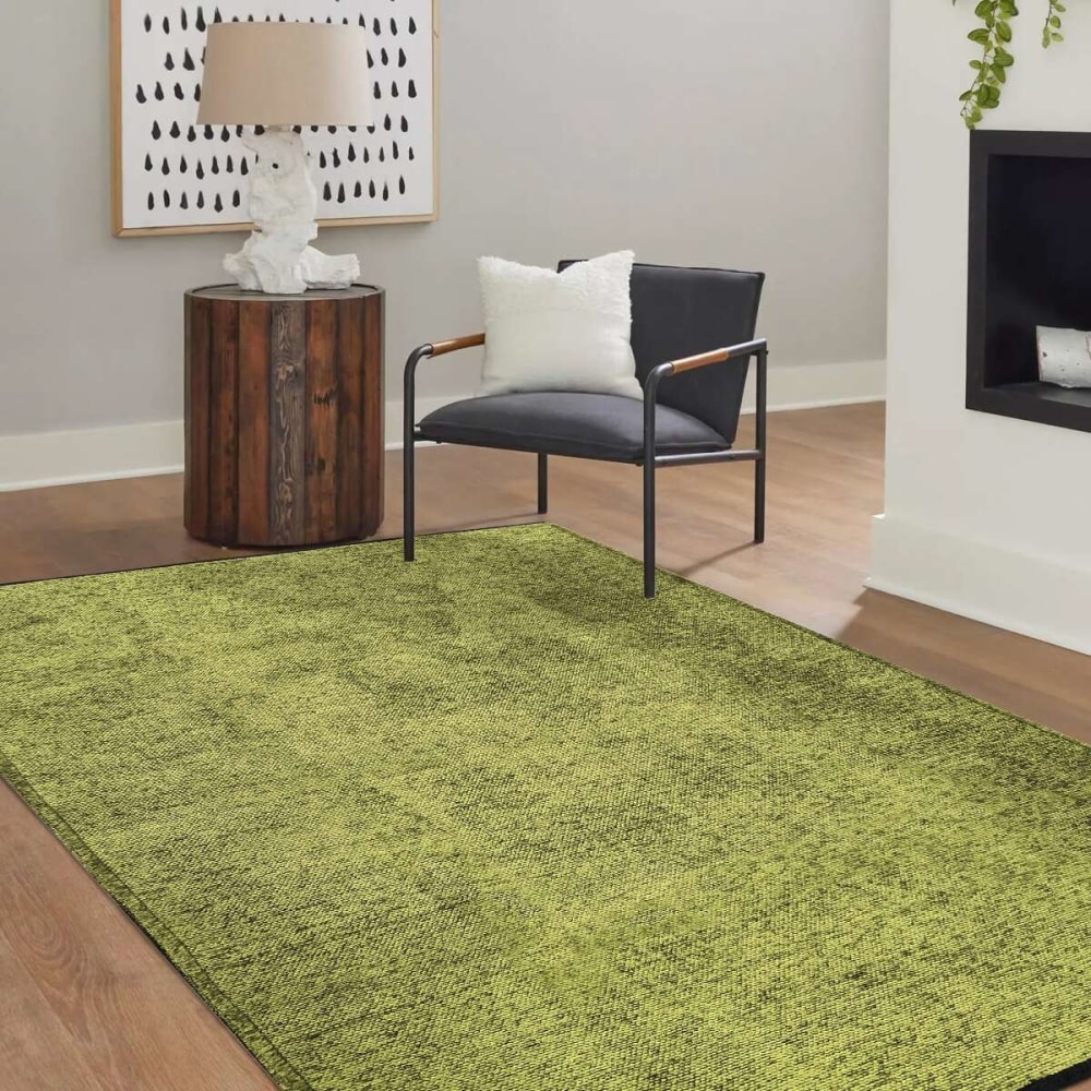 Tapis en coton et polyester lavable tissé plat vert 160x230 — vue 3