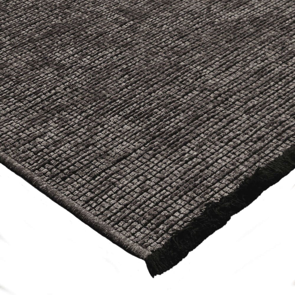 Tapis tissé plat coton noir et reflet lumière anthracite 120x170 — vue 4