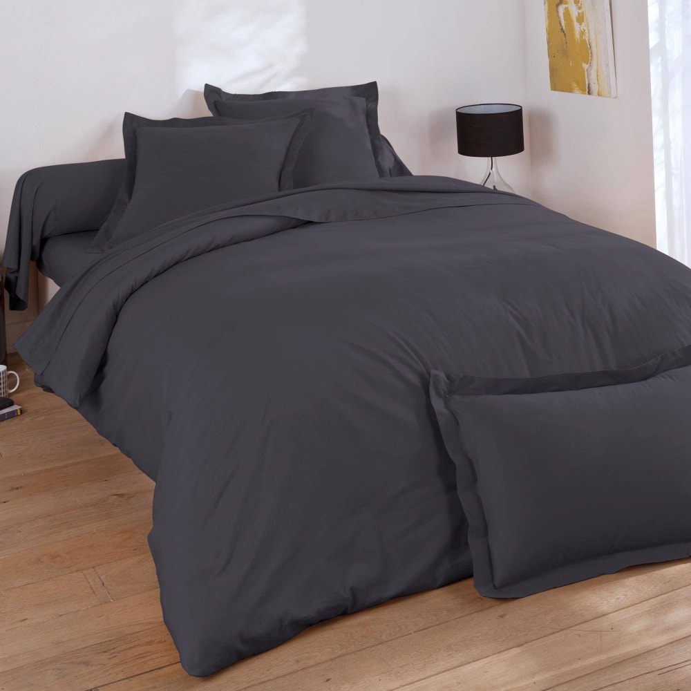 Housse de couette en coton gris souris 200x200cm