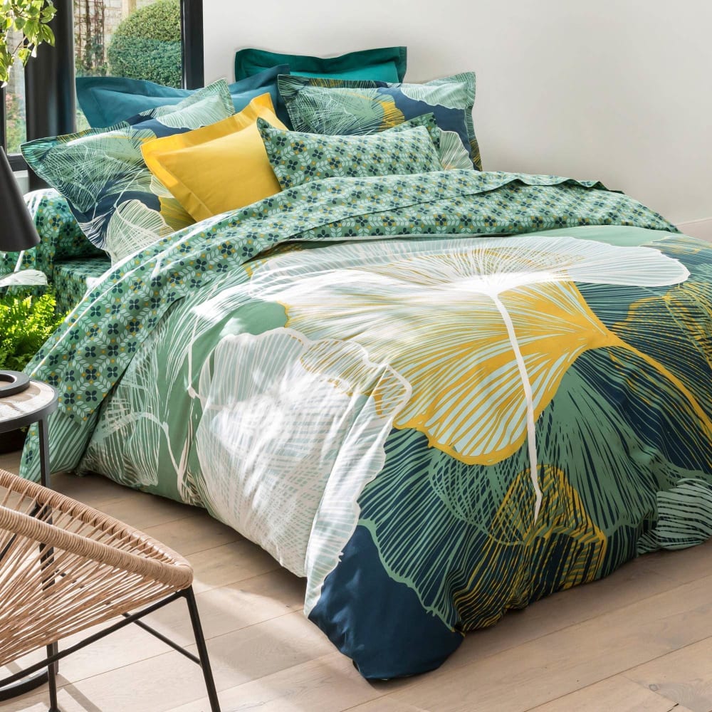 Housse de couette en coton vert 140x200cm