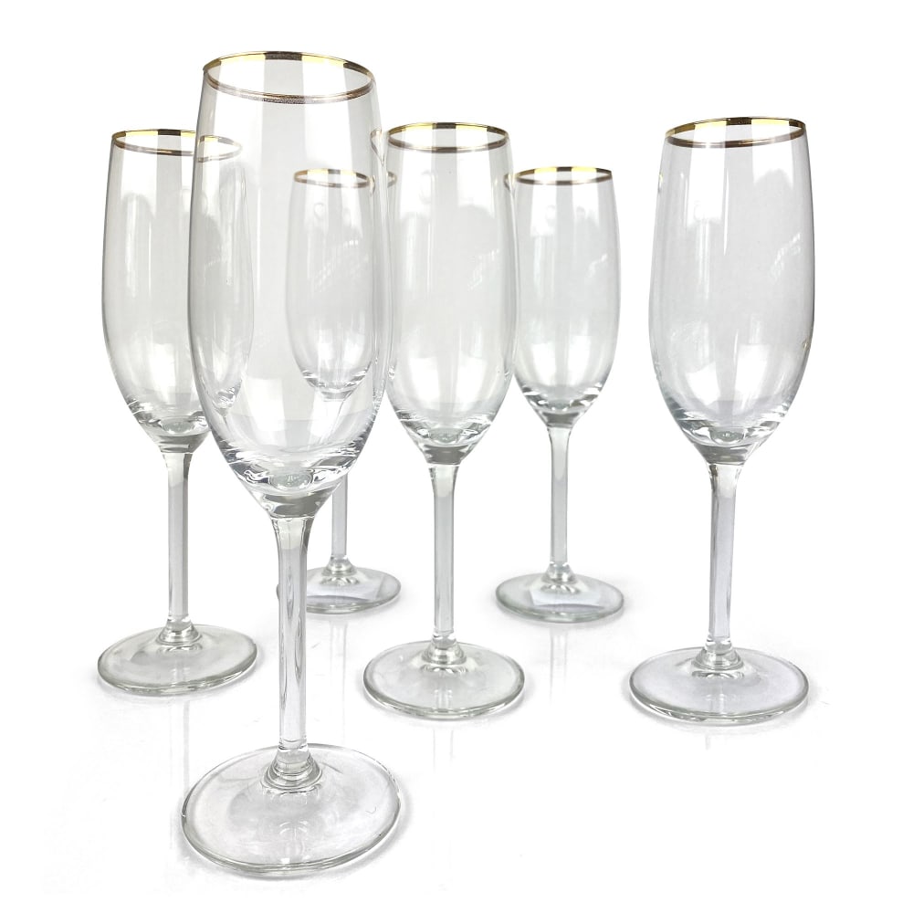Lot de 6 verres à vin en verre transparent