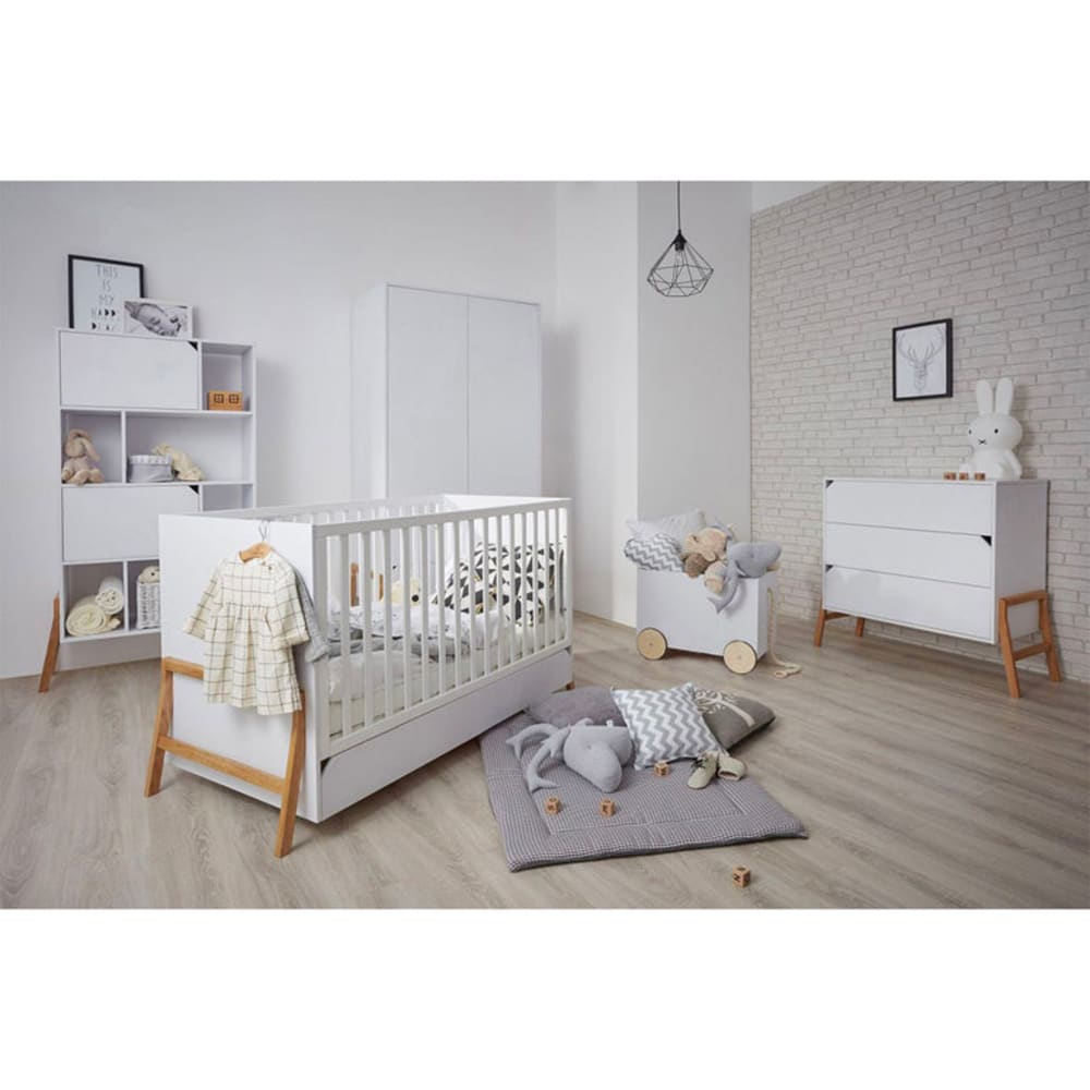Chambre complète lit évolutif 70x140 panneaux mdf et stratifiés blanc Chambre complète lit évolutif 70x140 panneaux mdf et stratifiés blanc