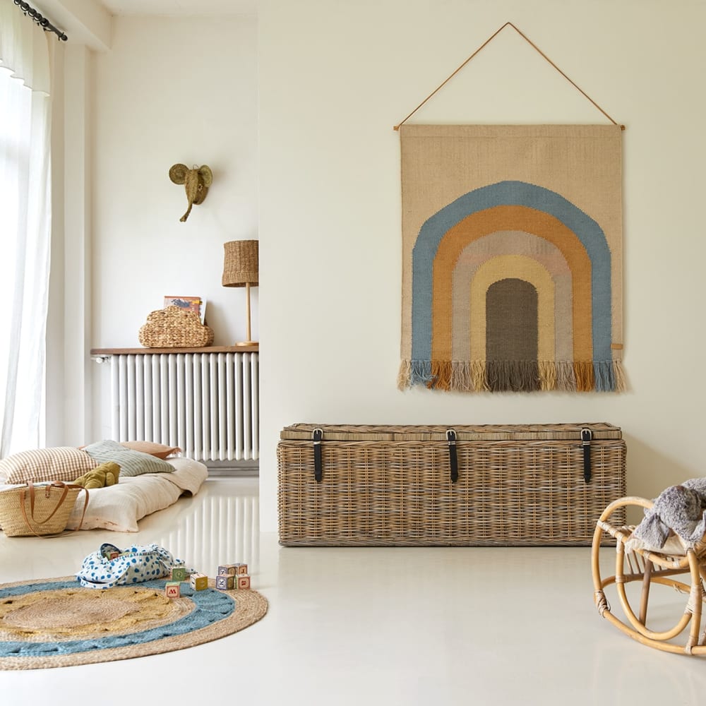 Tikamoon Kindertruhe style vintage BEIGE RATTAN Kinder