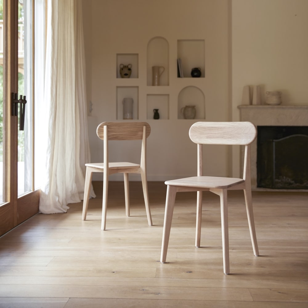 Tikamoon Set aus 2 Stühlen aus massiver Eiche style modern Beige Holz
