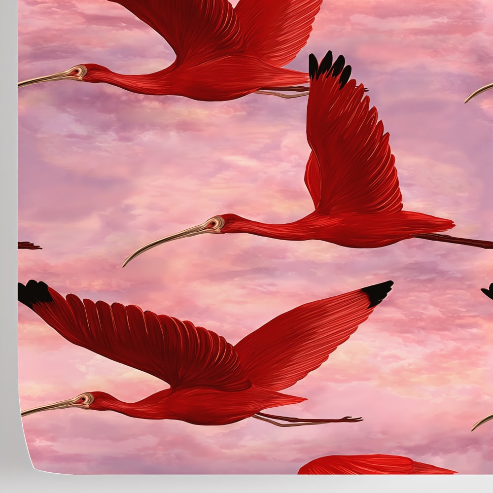 Papier Peint Rose Oiseaux, papier véritable, 200x280cm, 8 feuilles — vue 4