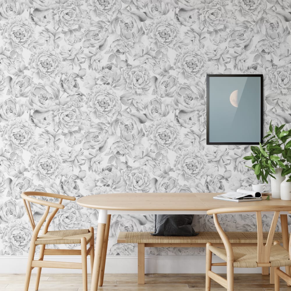 Papel Pintado Peonías, papel auténtico, 200x280cm, 8 hojas - Maisons du Monde