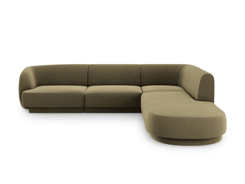 Micadoni Home 6-Sitzer Ecksofa rechts aus Samt, grün - Samt