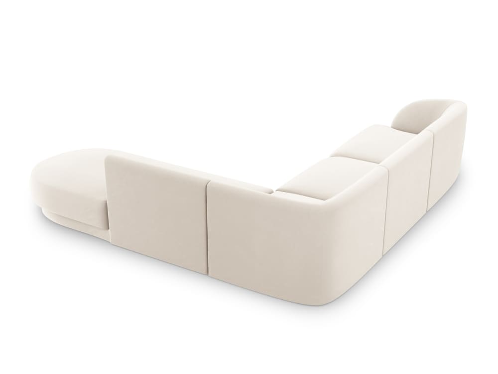 Canapé d'angle droit 6 places en tissu velours beige clair - Maisons du Monde