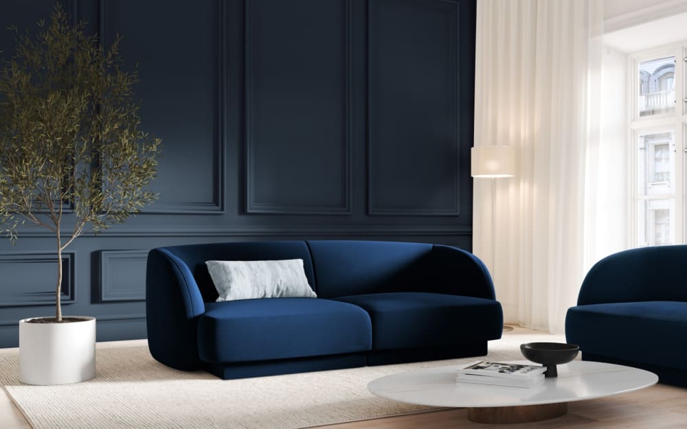 Canapé 2 places en tissu velours bleu roi - Maisons du Monde