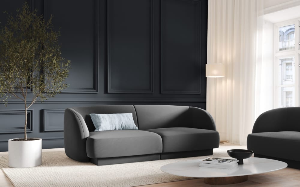 Canapé 2 places en tissu velours gris - Maisons du Monde